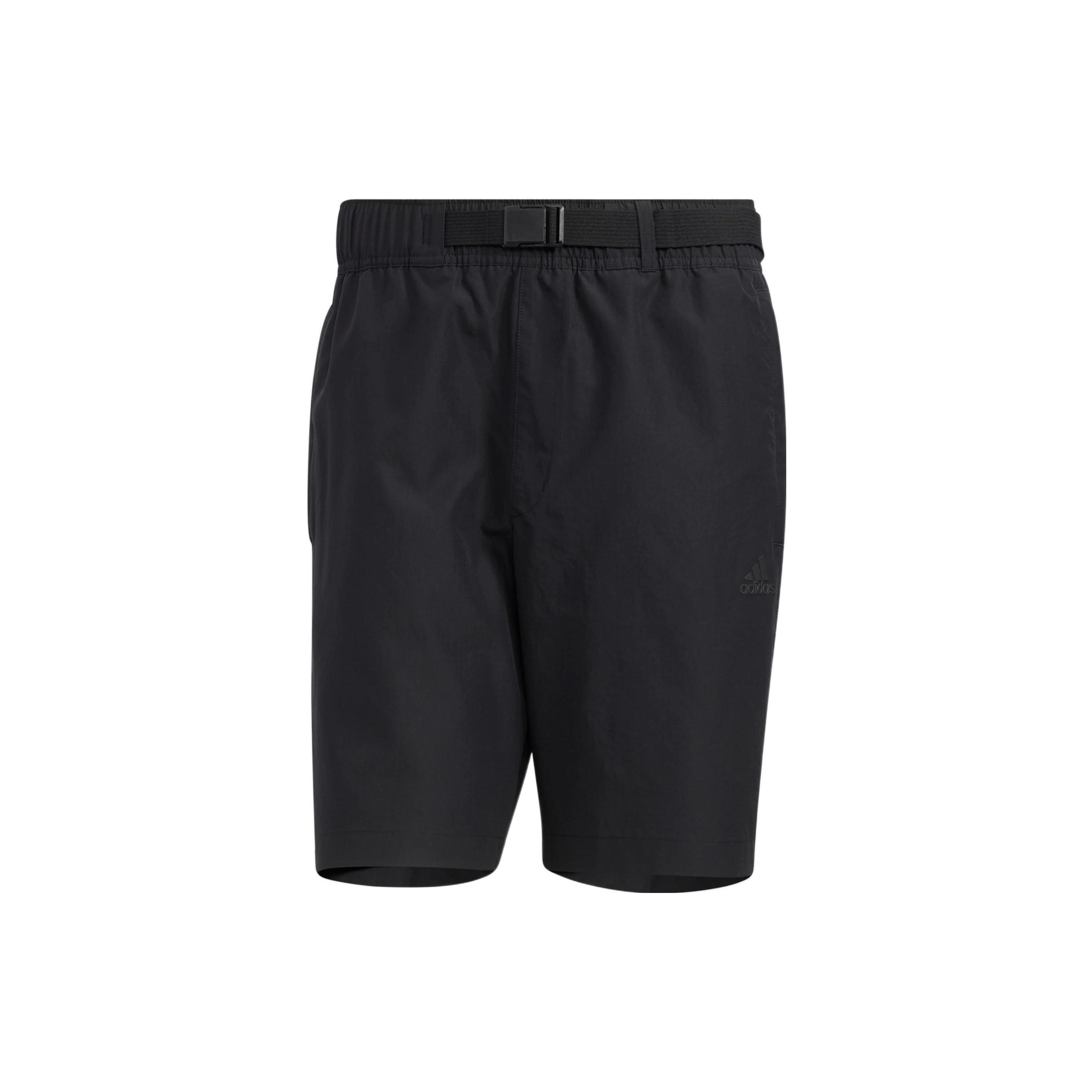 adidas Solid Color Belt Detail Straight Shorts Black Men s HE9934 S