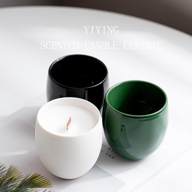 Easywin Glossy Ceramic Candle Holder - Minimalist Scented Soy Wax Ornaments