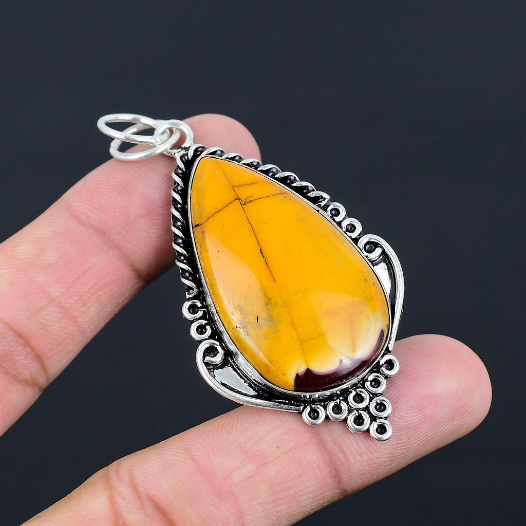 Natural Mookaite Gemstone Indian Jewelry 925 Sterling Silver Pendant For Girls