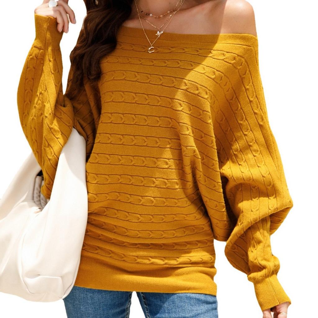 2022 for autumn and winter women's sweaters one-neck twist batman loose plus size long-sleeved jumper