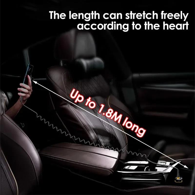 Type-C To Type-C Fast Charging Cable PD 120W 6A Spring Coiled Extendable Type C Cord Car Phone Charging Cable For iPhone Samsung