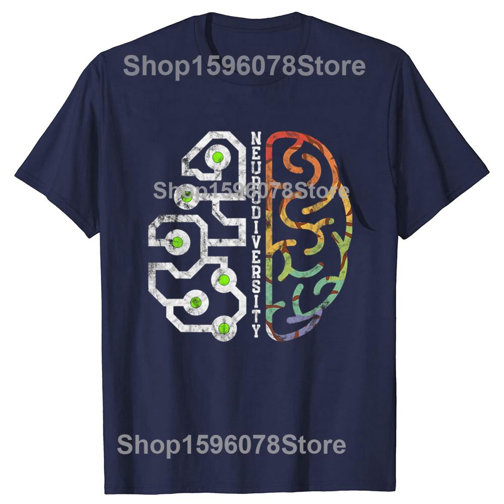Funny Embrace Neurodiversity Brain For Autism Awareness Graphic Tshirts Men Tshirt 100 Cotton Loose Oversized T Shirt Summer