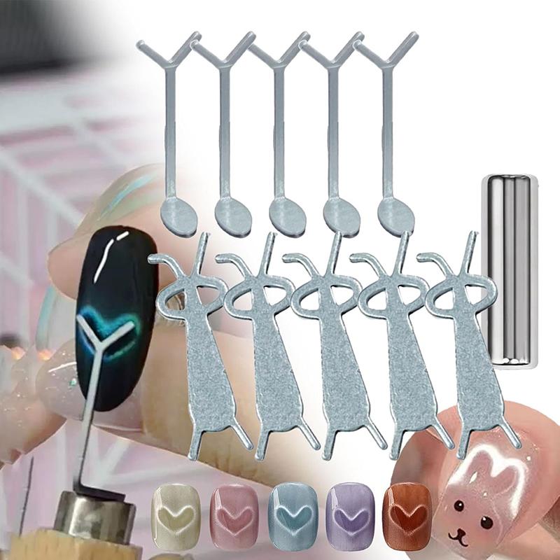 

Heart Shaped Cat Eye Magnet Y-Shape Cat Eye Nail Magnet Set Love Pattern Magnet Suitable For Diy Gel Polishing Magnetic Tools