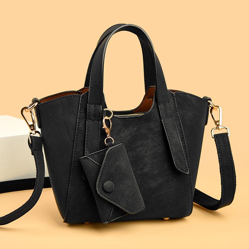 High Quality Soft Pu Leather Shoulder Hand Bags for Women Mother Handbags Color Contrast Crossbody Bag Small Casual Tote 2 Strap