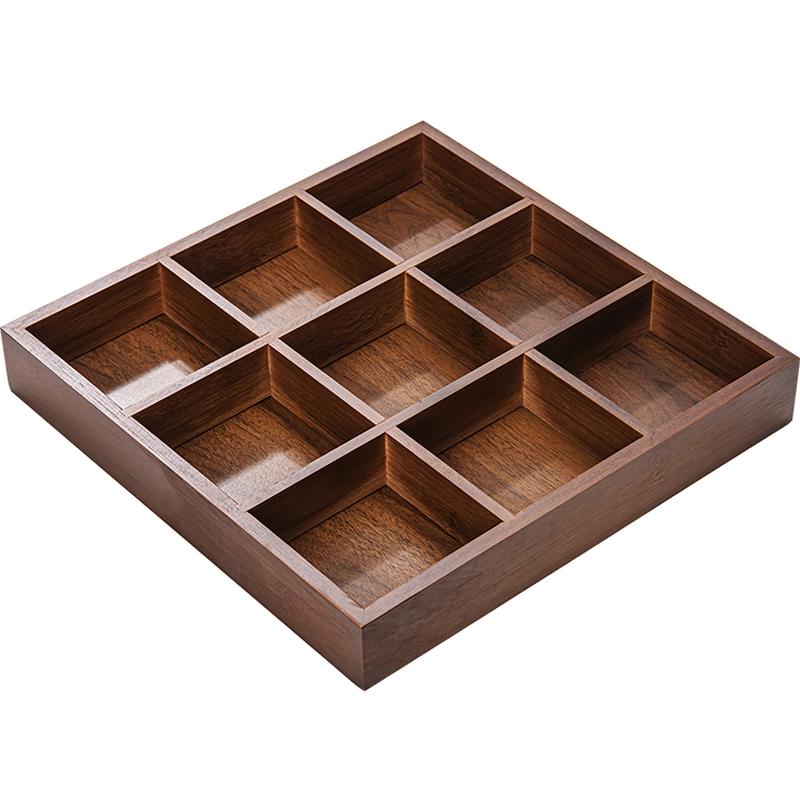 Chinese Style Nine-Grid Bamboo Serving Tray