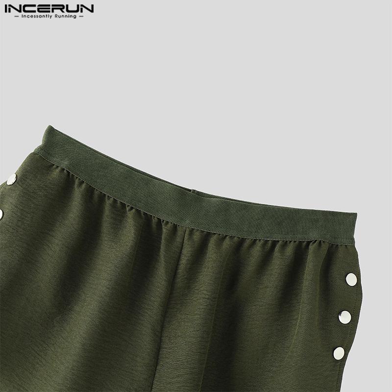 INCERUN Uomo Donna Vita Elastica Spacchi Laterali Bottoni Sport Casual Pantaloncini Hot