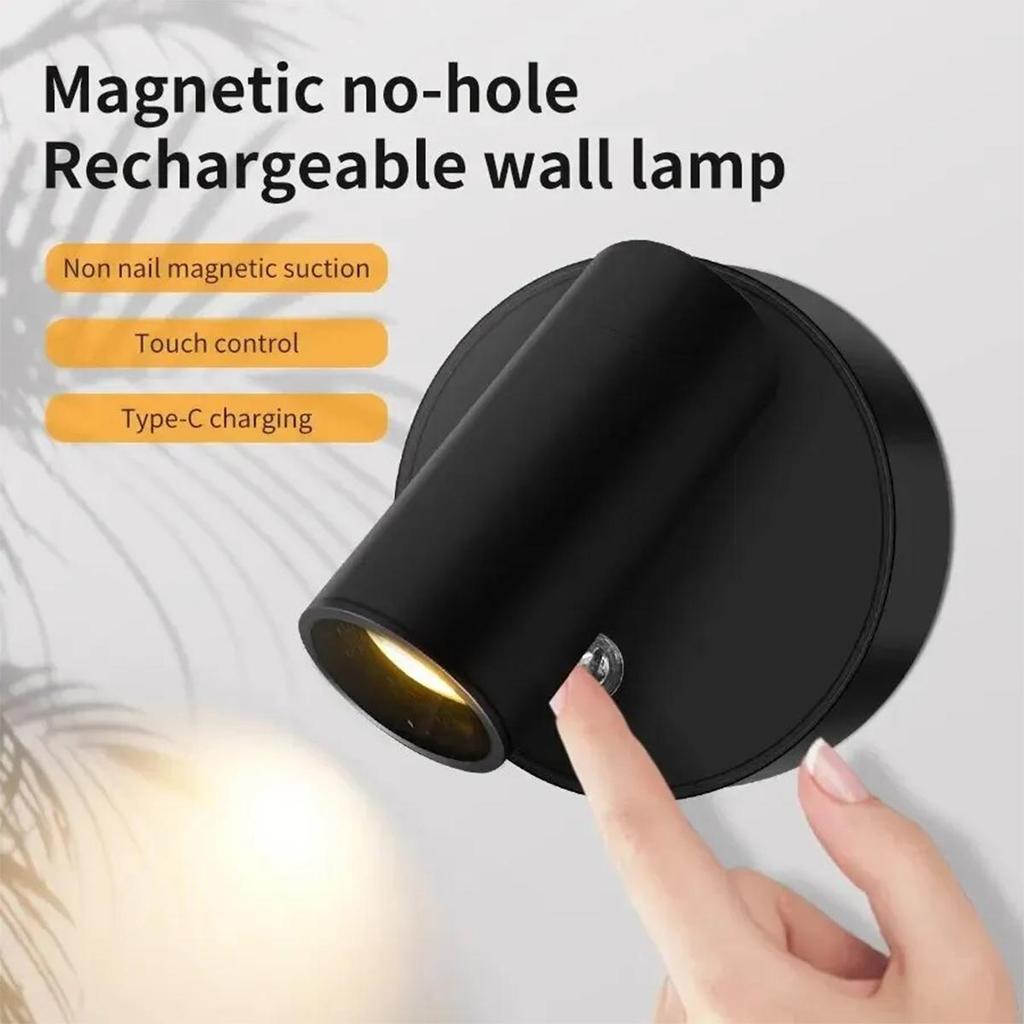 Kabellose Wandleuchte Magnetische Basis Touch Beside Lampe USB Wiederaufladbar Dimmbar Innenbeleuchtung Downlight LED Dekor Schlafzimmer Nacht