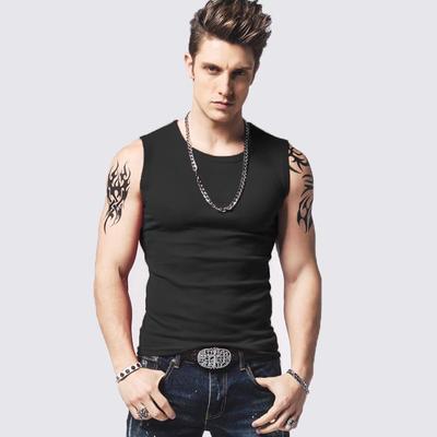Men's Vest Sleeveless T-shirt Pure Cotton Fitness Sports Tight Base Cut Sleeves Wide Shoulder Summer Slim T-shirt