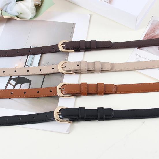 Women Belt Imitation Leather Adjustable Length Thin Belt Solid Color Dress Shirt Tops Waistband Fashion Accessories