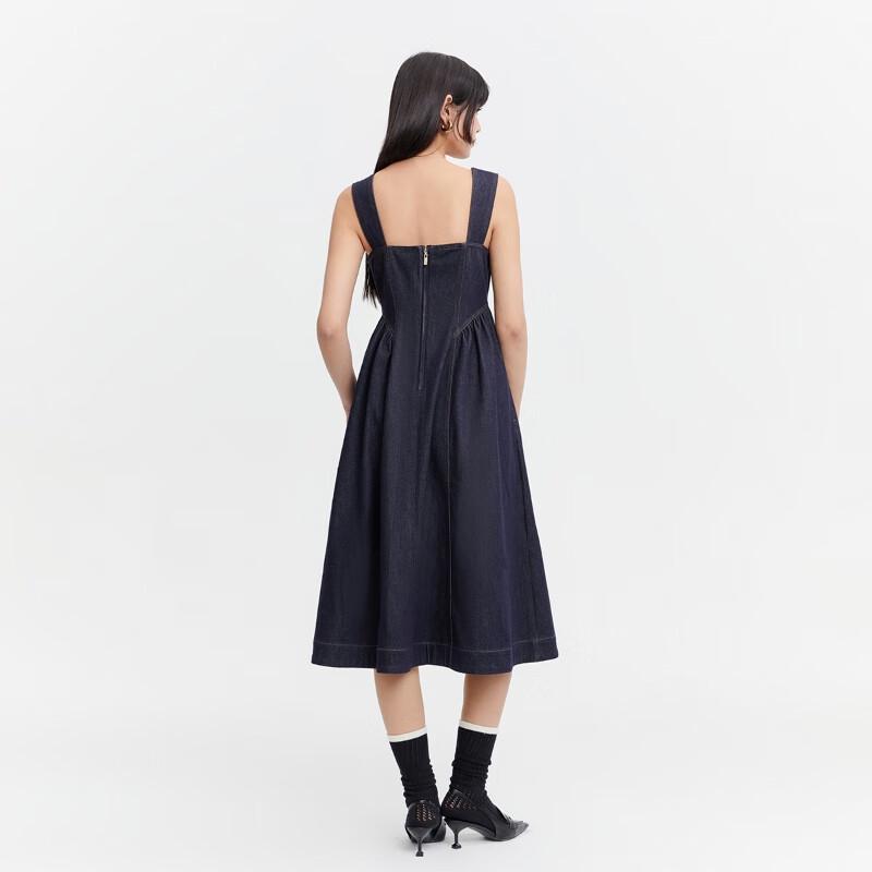 ONLY Women's Ruched Sleeveless Mid-length Denim Dress