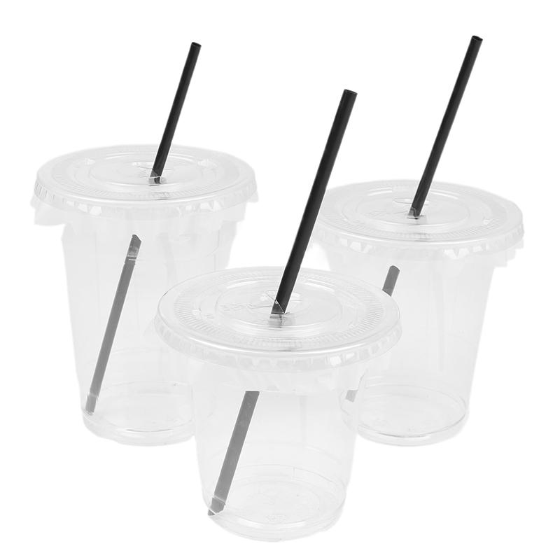10Pcs 360/420/520Ml Plastic Straw Cups With Lids Snack And Drink Cup Cold Cup Clear Disposable Pet Plastic Cup Boba Milk Tea Cup