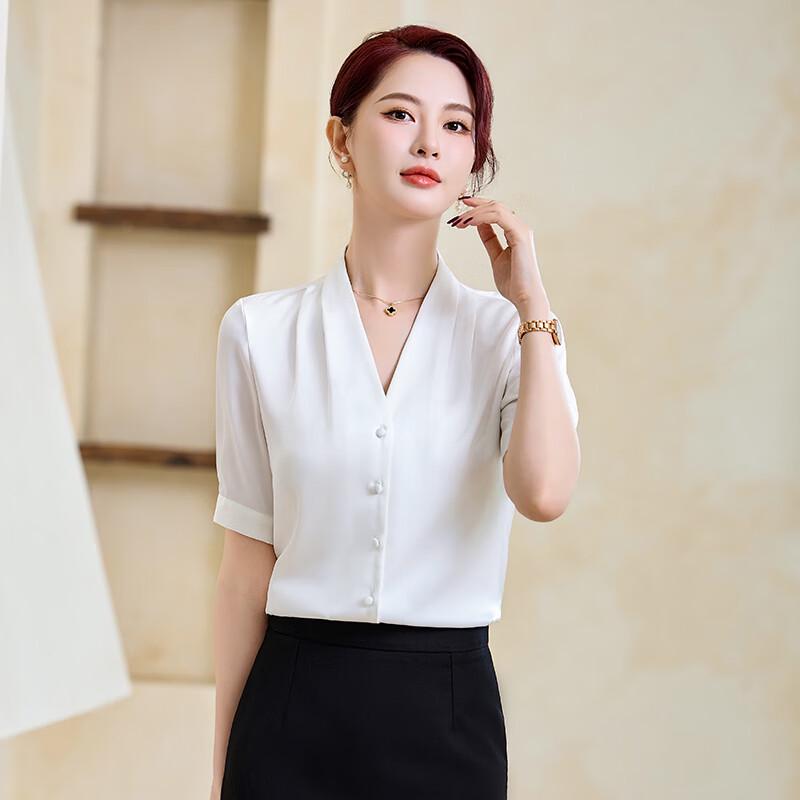 Women's V-Neck Chiffon Professional Blouse