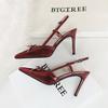 Bow, Thin Heel, High-heeled Shoes with Feminine Temperament, Empty Back Strap, Women's Single Shoes