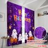 2pcs,2D plane printing Curtains&Window Treatment Ghosts_ Pumpkins_ and Bats Versatile 100% Polyester (without rod) Room Decor