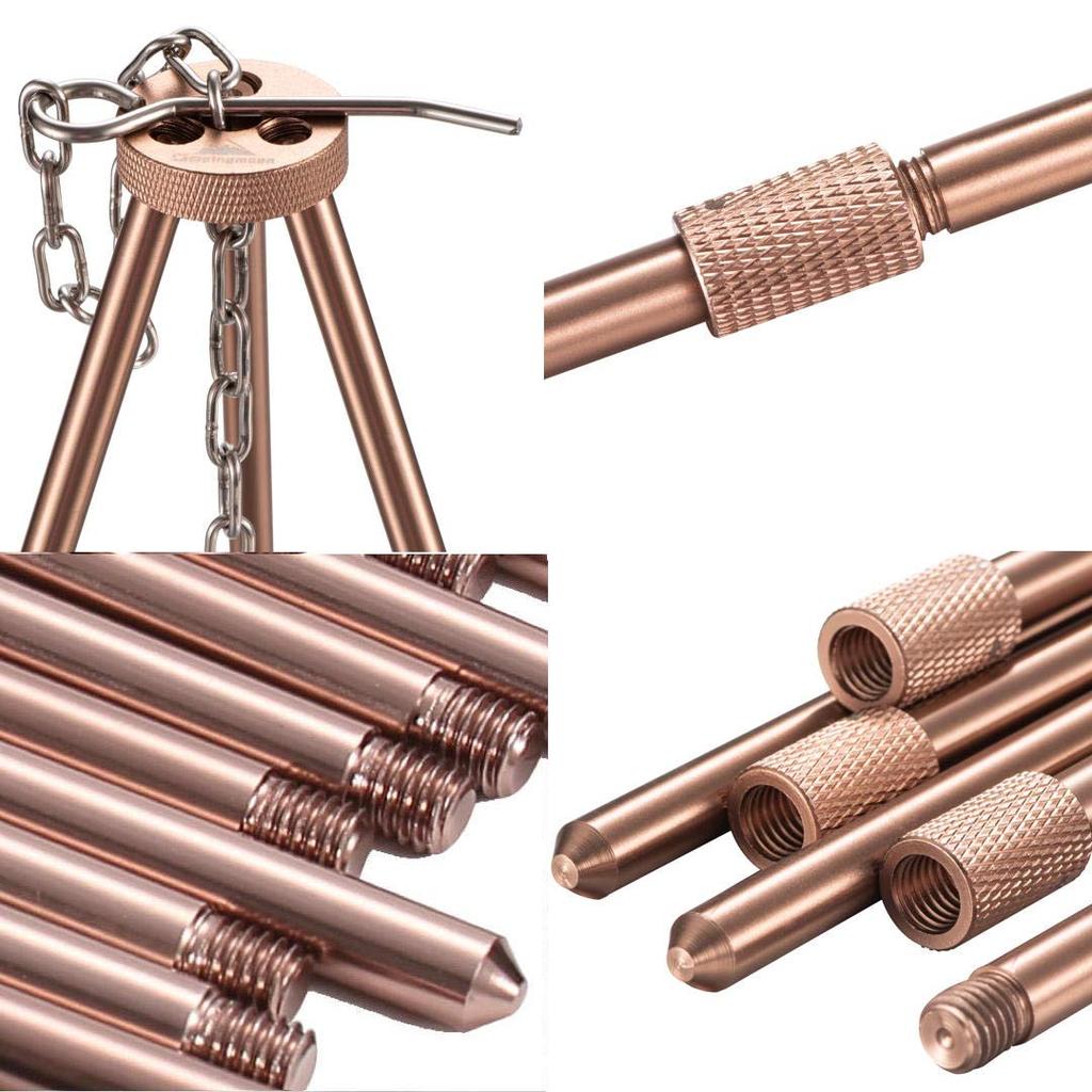 Camping Moon MS-105-BRZ Tripod L 4patrový skládací stativ na oheň Nosnost 15 kg Úložné pouzdro součástí balení