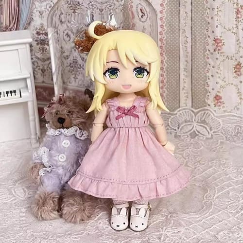 rakulifey Obitsu 11 Outfit Dress, One-Piece Dress, OB11 Size Clothes, Fits 11cm Obitsu Body (White)