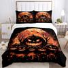 3pcs Scary Pumpkin Quilt Cover Set - Soft and Cozy Bedroom, Guest Room and Dorm Decorative Bedding 3-Piece Set 1 Quilt Cover + 2 Pillow Shams.N08