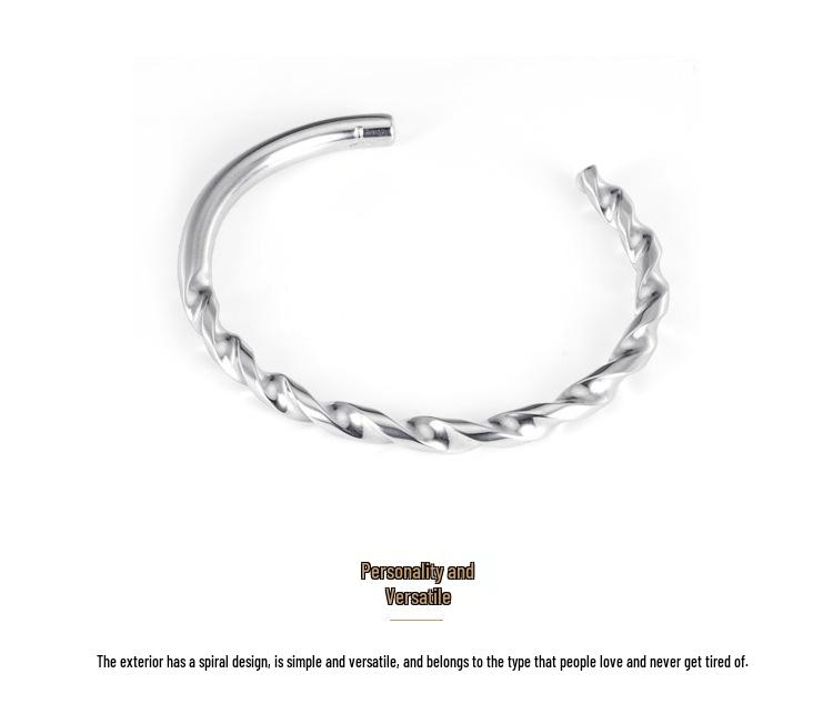 Unisex Retro Titanium Steel Bracelet: Engraved Stainless Steel Open Bangle for Students