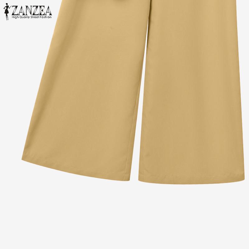 ZANZEA Women Long Sleeve Blouse and Wide Leg Pants Casual Two Piece Suit Sets