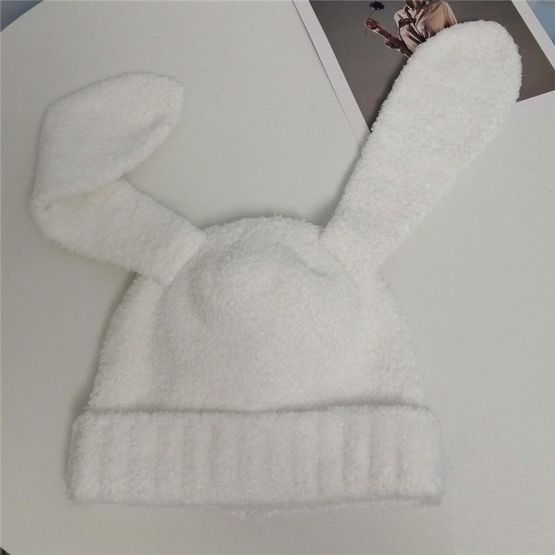 Dopamine Bunny Ears Knitted Beanie For Girls Seasonal Cozy And Breathable белый