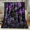 Printed Black Dragon Fleece Blanket Purple Lightning Storm Soft Warm Flannel Throw Blankets for Bed Sofa Home Decor