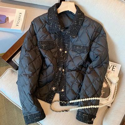 Mode Frauen Schwarze Parkas Winter Beiläufige Lose Baumwolle Gefütterte Jacken Leichte Damen Puffer Oberbekleidung Steppmäntel