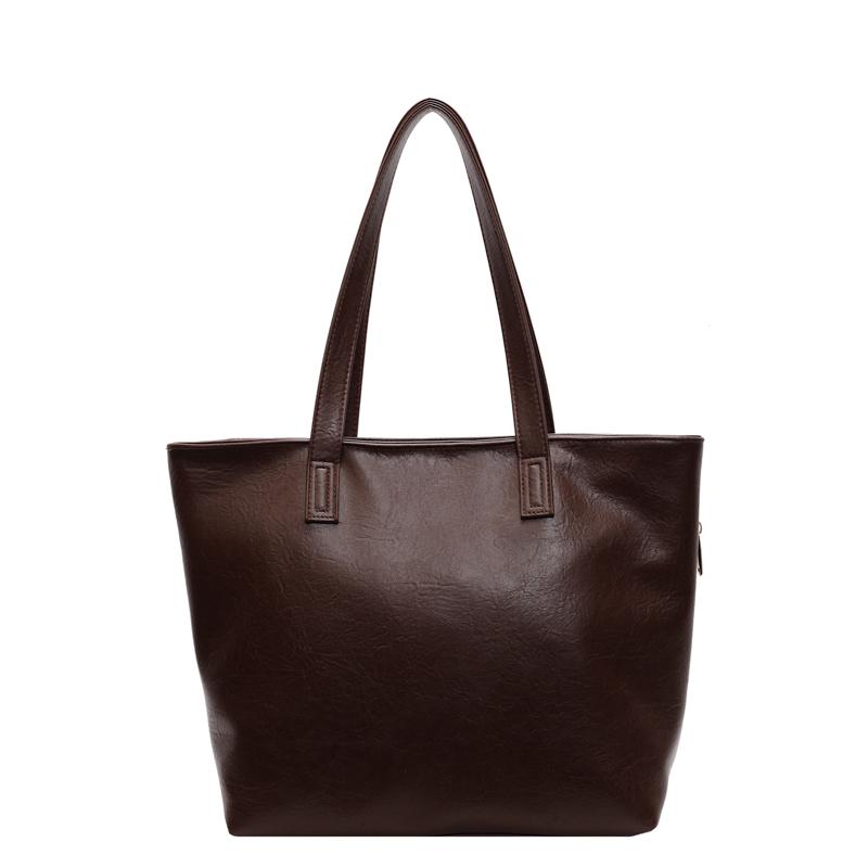 

Большая вместительная сумка через плечо для женщин из ПУ, сумка-тоут для поездок на работу коричневый