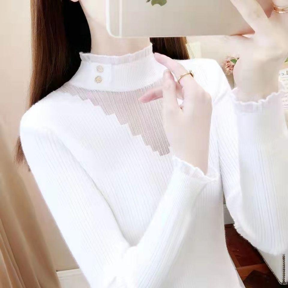 

Свитер с полуводолазкой, женский осенне-зимний кружевной вязаный свитер для самостоятельного изготовления с верхом и низом, пуловер, свитер One Size белый