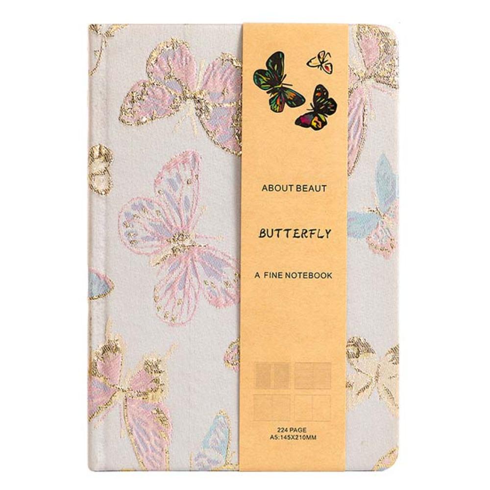 Leather Embroidered Flower Notebook A5 Schedule Notepad Butterfly Journal Book  School белый