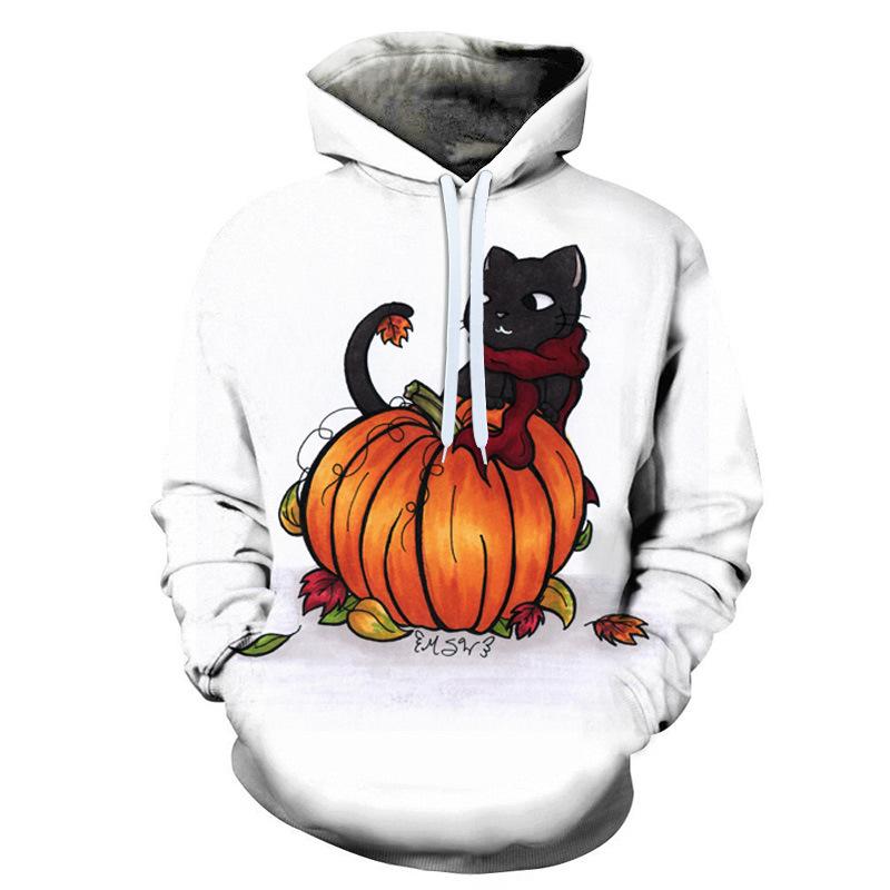 Autumn Cute Cat Pattern 3D Printed Hoodies Fashionable Casual Sports Long Sleeved Men's Hooded Sweatshirts