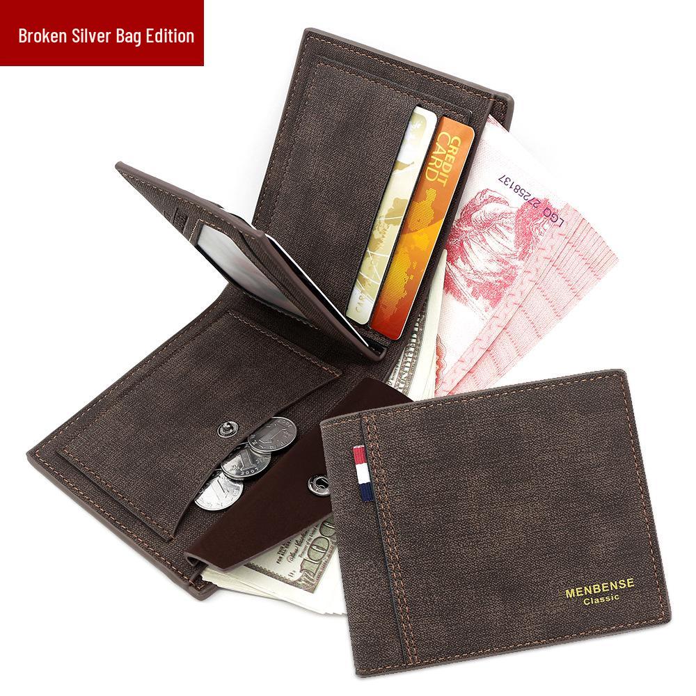 Men's Minimalist Business Wallet - Multi-Card Slot with Coin Purse and Zipper