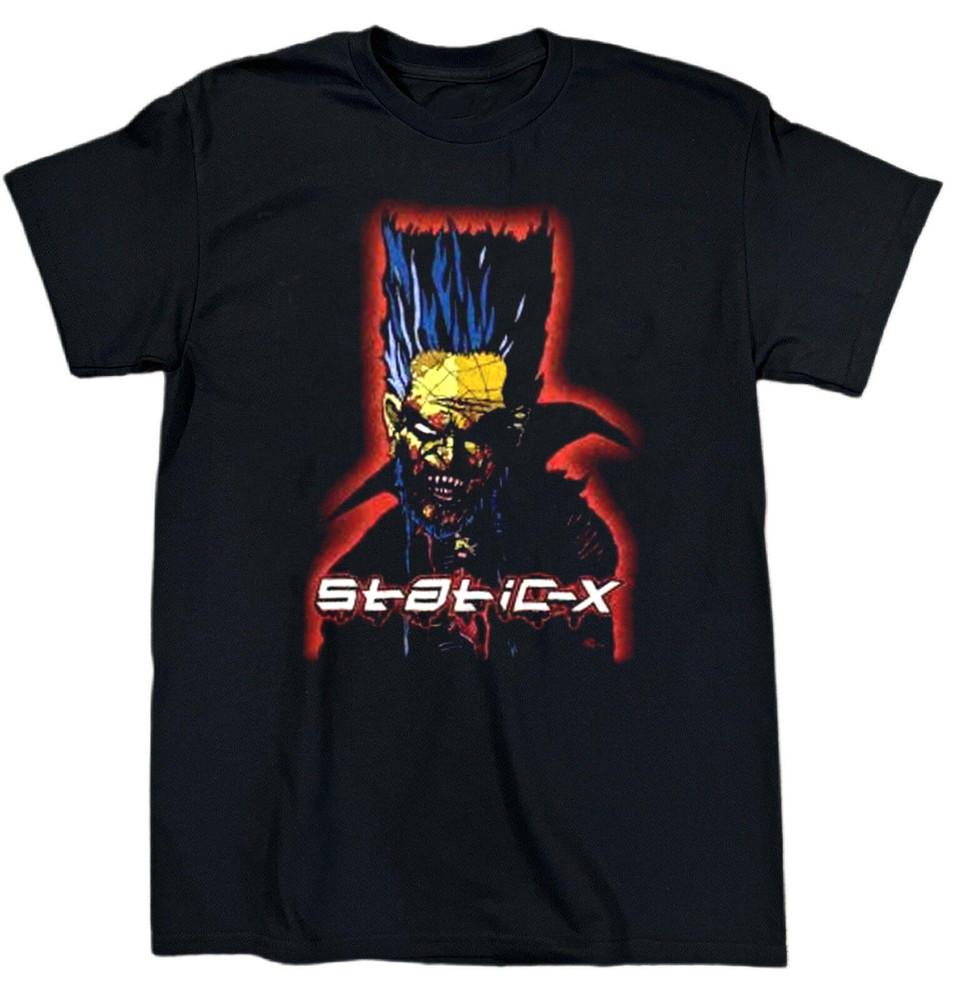 Винтажная черная хлопковая футболка унисекс Static X Band Tour Concert Большой размер TT299 S