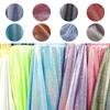 Glitter Polyester Fabric, Iridescent Holographic Stretch Sparkle Fabric for Wedding Party Decoration Clothing Sewing DIY Decor