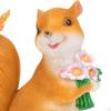 Squirrels Garden Statues Solar LED Lights Painted Decorative for Patio Lawn