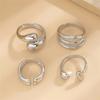 4Pcs Hug Shape Adjustable Open Rings Stackable Knuckle Rings Trendy Finger Ring Jewelry  for Women