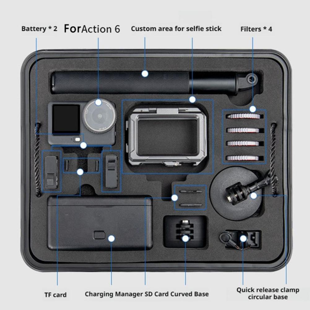 For DJI Action 6 Camera Moisture-proof Storage Box Pressure Resistant Anti Drop Explosion-proof Portable Accessories