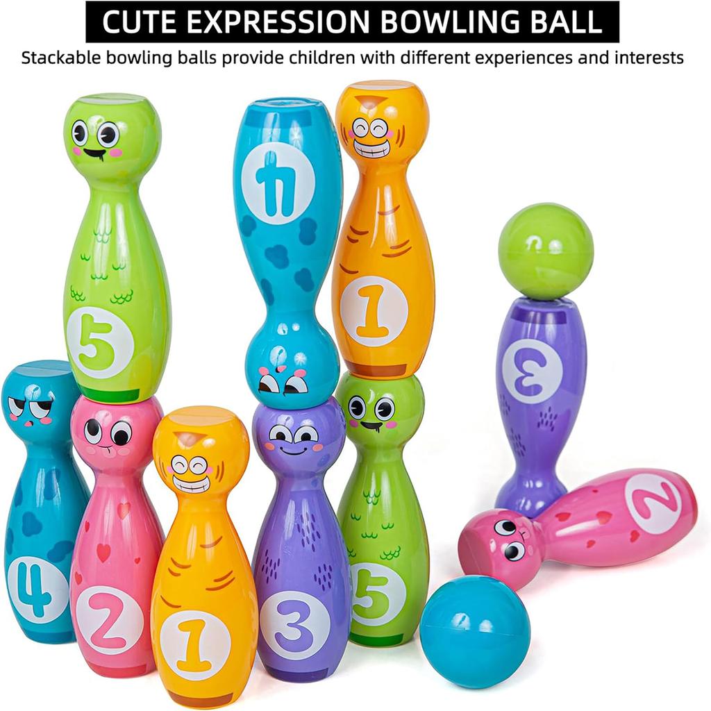 Baby Cartoon Bowling Set Education Toys For Kid Toddlers Number Learning Outdoor Sports Interactions Games Toy For Children Gift