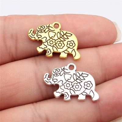 Small Elephant Animal Charm Antique Bronze Zinc Alloy Jewelry Making Supplies Couple Style Bead Charms
