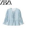 Jnleaog Autumn New Women's Clothing Fashion Style French Fashion Design Plaid Printed Shirt