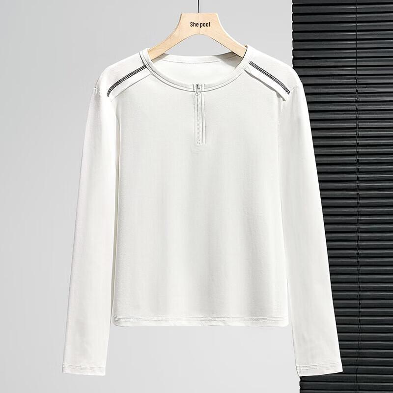 Women s Round Neck Half-Zip Long Sleeve T-Shirt S