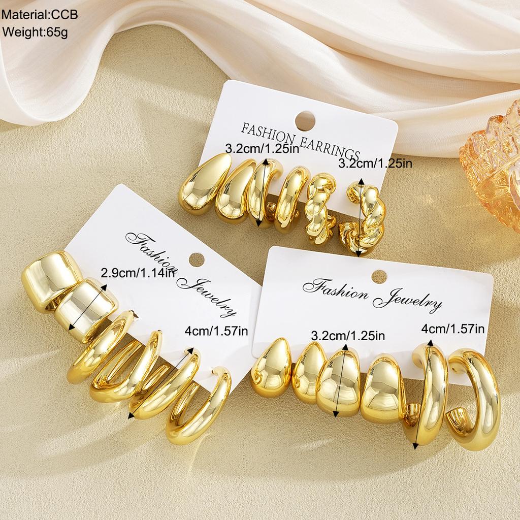 17KM 18-Piece Women's Earring Set Simple Elegant Vintage Luxurious Teardrop-Shaped Earring Set  Exaggerated Earrings Elegant and Versatile