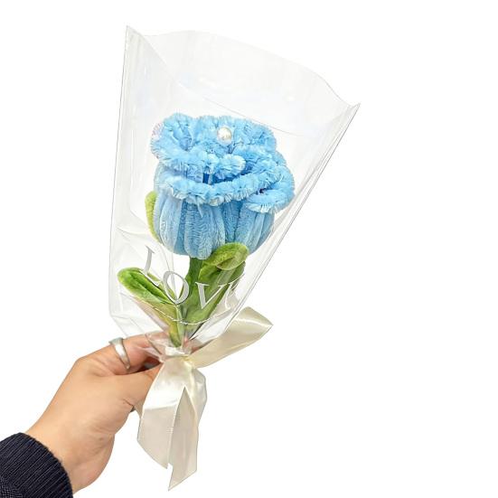 

Finished Pipe Cleaner Artificial Rose Handmade Preserved Fake Flower Stem Plush Twist Stick Floral Decoration Anniversary Mother s Day Birthday светло-синий