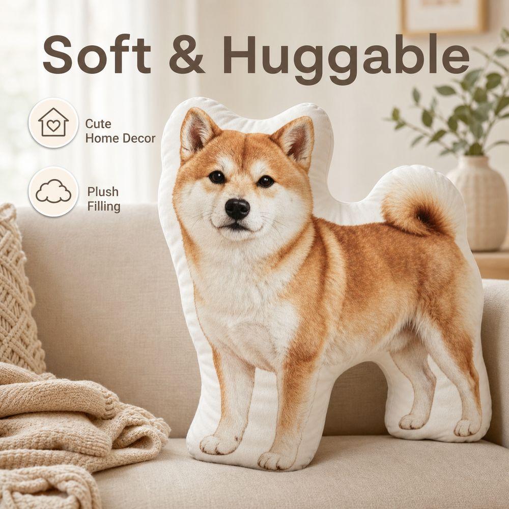 Hondvormig Kussen Dierlijk Plaid Kussen Zachte Pluche Stof PP Katoen Vulling Shiba Hond Kussen Vormgegeven Vorm