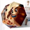 Lady and the Tramp Eating Noodles Cartoon Umbrella, Portable 3-Fold Compact Umbrella, Suitable for Camping, Hiking and Travel, Ideal Easter