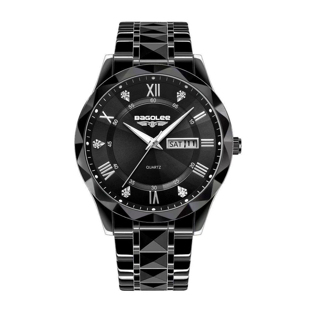 Men's watch waterproof double calendar luminous business watch quartz watch