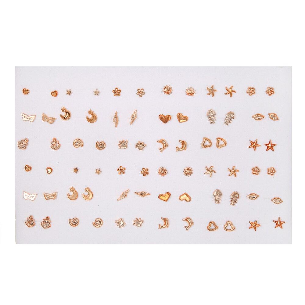 

Fashion Geometric 36 Pairs/Lot Mixed Styles Small Stud Earrings For Women Lady Starfish Dolphins Moon Jewelry Party Gifts