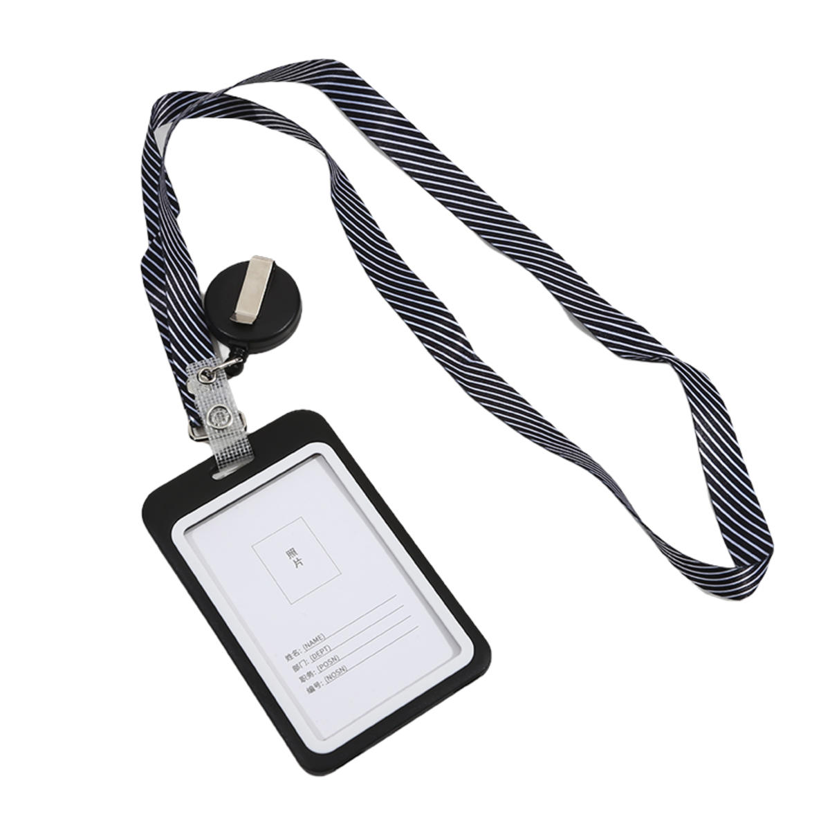 

1Set Easy To Pull Retractable Hanging Rope Work Card Sleeve Chest Card Frosted Surface Easy To Pull Buckle Vertical чёрный