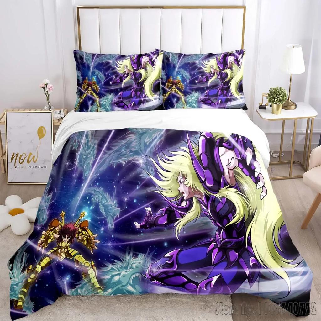 Admire Saint Seiya Pattern Cartoon Duvet Cover Set HD Comforter Cover for Kids Bedding Sets Bedclothes Bedroom Decor