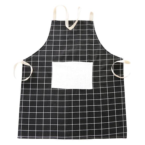 Kökförkläde Rutigt Mönster Ärmlöst Andningsbart Oljeavvisande Bomull Linne Fickor Fram Latzförkläde Kökstillbehör