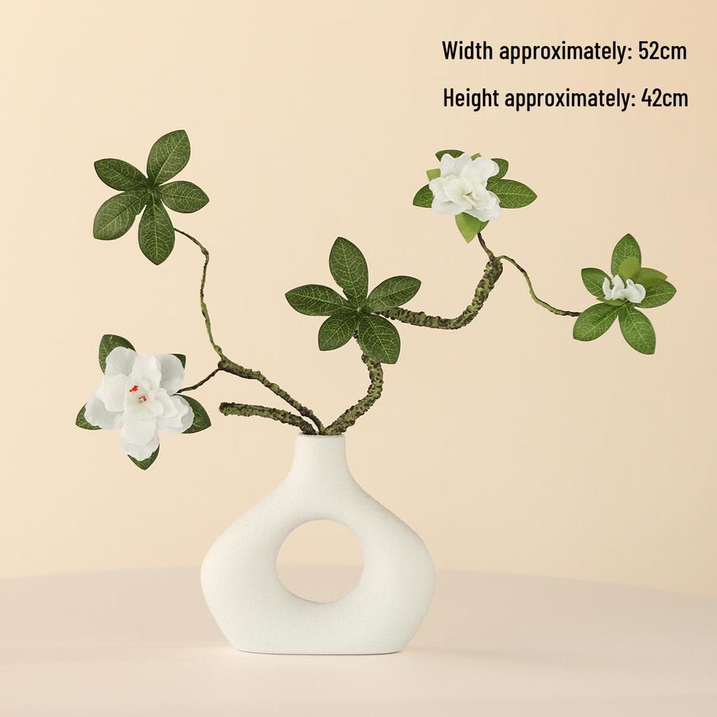 Minimalist Zen Azalea Arrangement: High-End Artificial Potted Plant for Living Room Decor